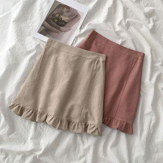 Fitted Frill Trim Mini Skirt