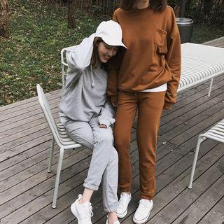 Set: Plain Loose-fit Pullover + Pants