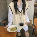Cable Knit Sweater Vest Vest - Almond - One Size