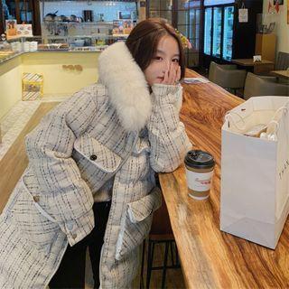 Plaid Padded Zipped Long Parka