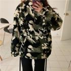 Fleece Camouflage Hoodie Camouflage - One Size