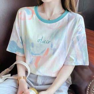 Short Sleeve Letter Embroidered Printed T-shirt