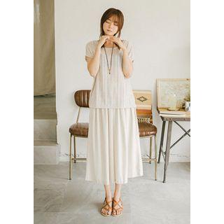 Band-waist Linen Wide-leg Pants