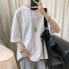 Short-sleeve Contrast Trim Loose-fit Top