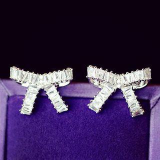 Cz Bow Stud Earring