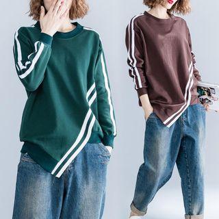 Contrast Trim Asymmetric Hem Sweatshirt