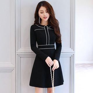 Contrast Trim Collar A-line Dress