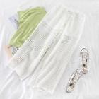Set: T-shirt + Plaid Knit Pants White - One Size