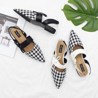 Pointy Toe Gingham Panel Flats