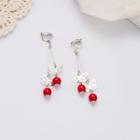 Alloy Butterfly Bead Fringed Earring E2686 - 1 Pair - White - One Size