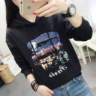 Fleece-lining Printed Hoodie