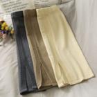 Slited Knit Midi Skirt In 5 Colors