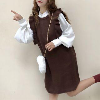Puff-sleeve Shirt / Knit Jumper Dress