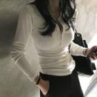Padded-shoulder Slim-fit Henley