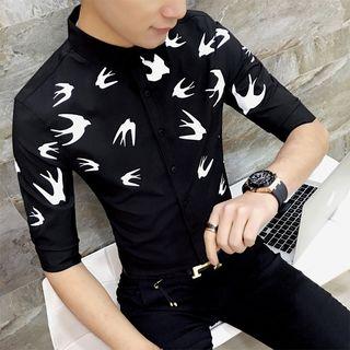 Short-sleeve Swallow Printed Shirt
