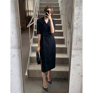 Peaked-lapel Long Blazer Dress