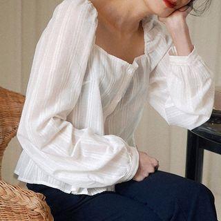 Pinstriped Square-neck Blouse
