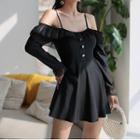 Long-sleeve Cold-shoulder Swim Dress