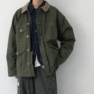 Contrast Collar Cargo Jacket