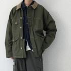 Contrast Collar Cargo Jacket