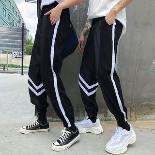 Couple Matching Contrast Trim Jogger Pants