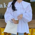 Long-sleeve Ruched Loose-fit Shirt White - One Size