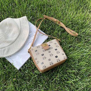 Cat Print Panel Crossbody Bag