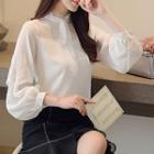 Lace Stand-collar Long-sleeve Blouse