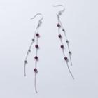 925 Sterling Silver Bead Fringed Earring Dark Purple Bean - Silver - One Size