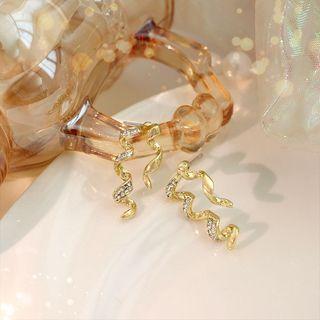 Rhinestone Spiral Drop Earring 1 Pair - Gold - One Size