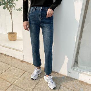 Mid Rise Straight Leg Cropped Jeans