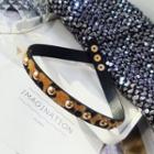 Studded Leopard Print Choker As Shown In Figure - One Size