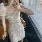 Lace Short-sleeve Blouse / Mini Sheath Dress