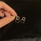 Sterling Silver Rhinestone Hoop Stud Earring 1 Pair - Gold - One Size