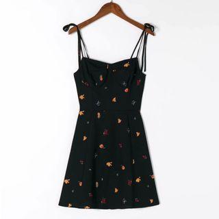 Sleeveless Fruit Print Slim-fit Dress