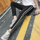 Ripped Striped Slim-fit Jeans