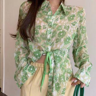 Floral Shirt Green & Yellow - One Size