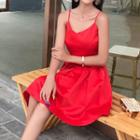 Spaghetti-strap Frill Trim A-line Dress