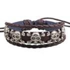 Skull Multi-strand Genuine Leather Bracelet
