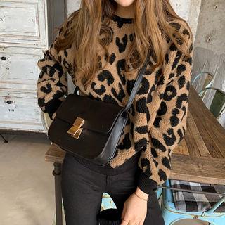 Leopard Sherpa-fleece Sweatshirt Black - One Size