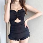 Spaghetti-strap Ruffled Cut-out Swimsuit