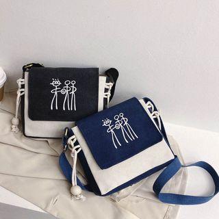 Graphic Print Canvas Crossbody Bag