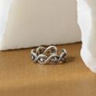 925 Sterling Silver Star Open Ring Vintage Silver - Size 13