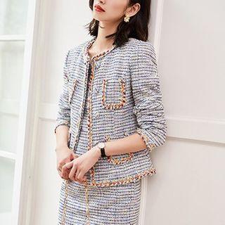 Set: Tweed Jacket + Sleeveless Mini A-line Dress