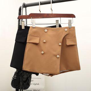 Double-breasted Wide Leg Skort