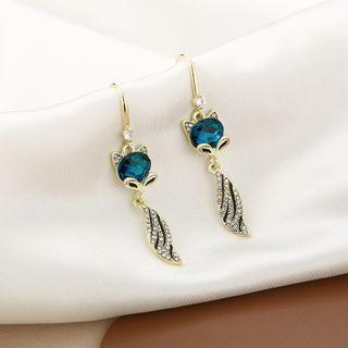 Fox Rhinestone Dangle Earring 1 Pair - E1300-7 - Gold - One Size