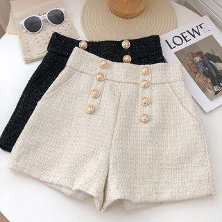 High-waist Tweed Wide Legs Shorts