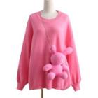 Set: Drop-shoulder Sweater + Rabbit Crossbody Bag