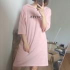 3/4-sleeve Hooded T-shirt Dress