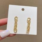 Chained Alloy Dangle Earring A147 - 1 Pair - 925 Silver - Gold - One Size